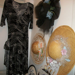 Y2K DANCE GIRL RETRO 90S LOOK BLACK & WHITE WRAP DRESS SM